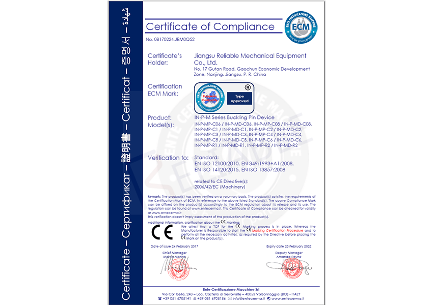 "CE" certificate